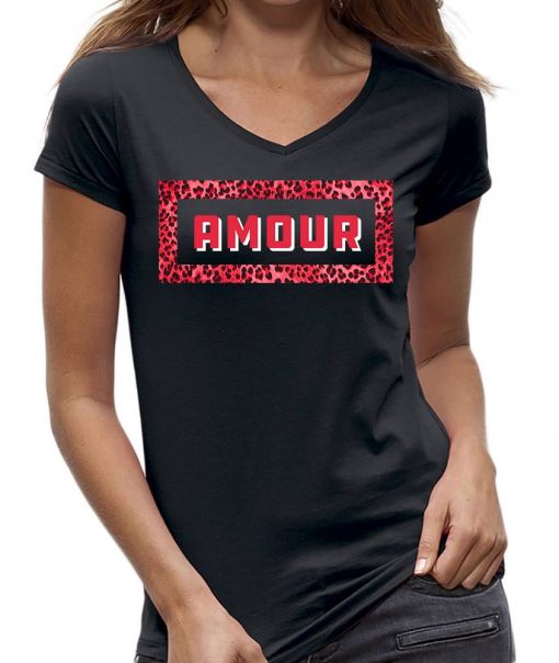 amour-t-shirt-zwart-V-hals