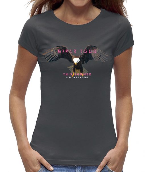Girls tour eagle t-shirt antraciet grijs