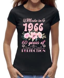 Made in 1966 t shirt 60 verjaardag cadeau vrouw