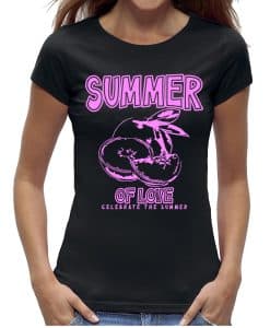 Summer of love zwart t-shirt