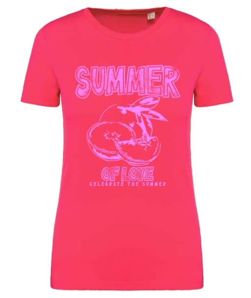 T-shirt dames Summer of love raspberry sorbet