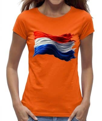 oranje shirt dames met Nederlandse vlag