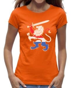 Oranje shirt dames WK met Nederlandse leeuw Je maintiendrai - New York Finest