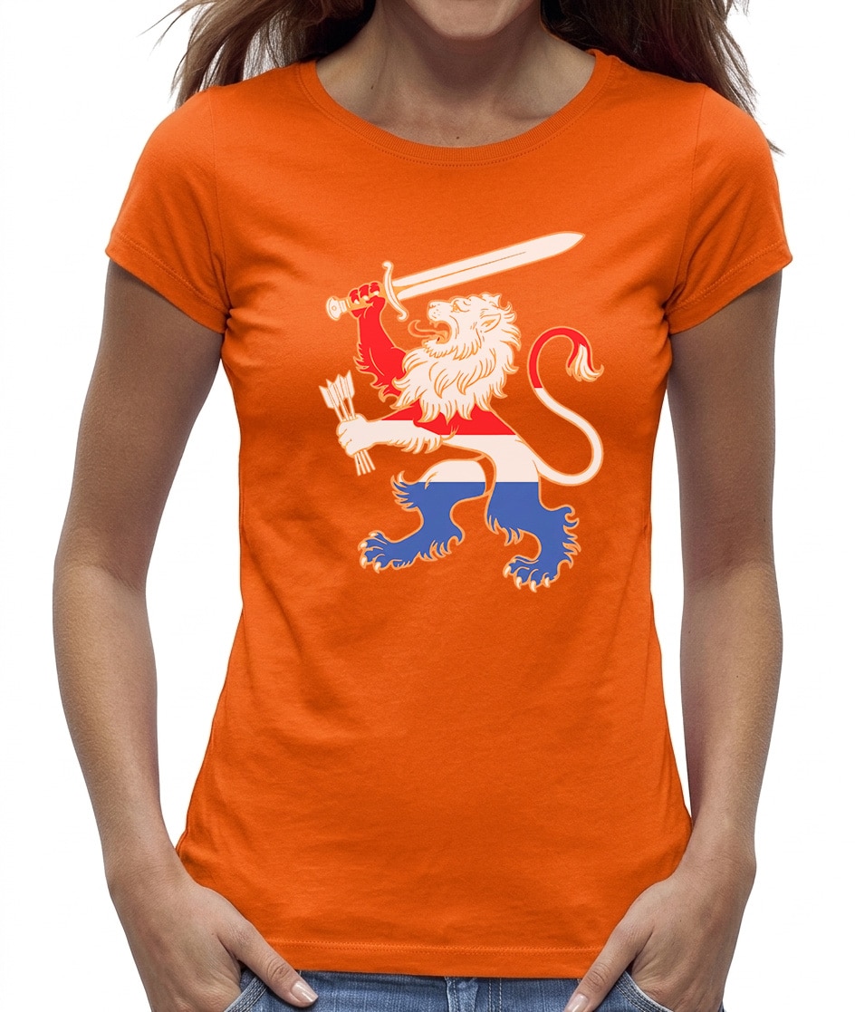 Oranje shirt dames WK met Nederlandse leeuw Je maintiendrai - New York Finest